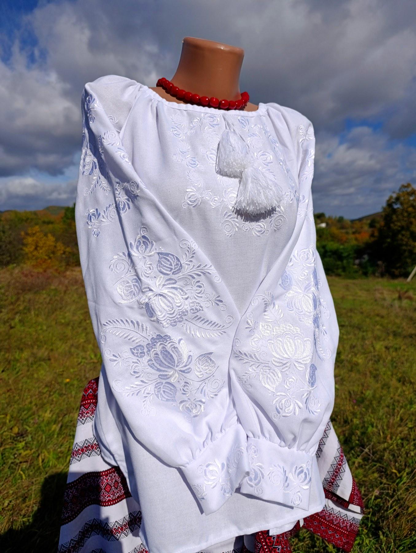 Вишиванка жіноча натуральному домотканому полотні р. 62 Білий (995657289)