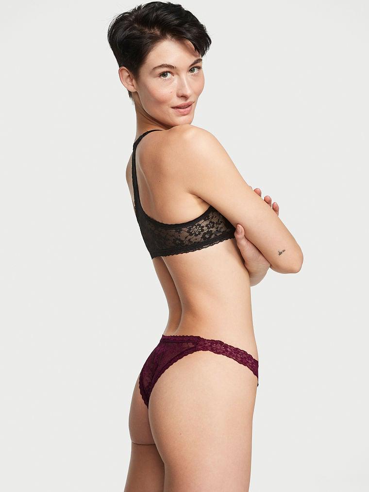 Женские трусы бразилиана кружевные Victoria's Secret XS Красный (1159792154) - фото 2