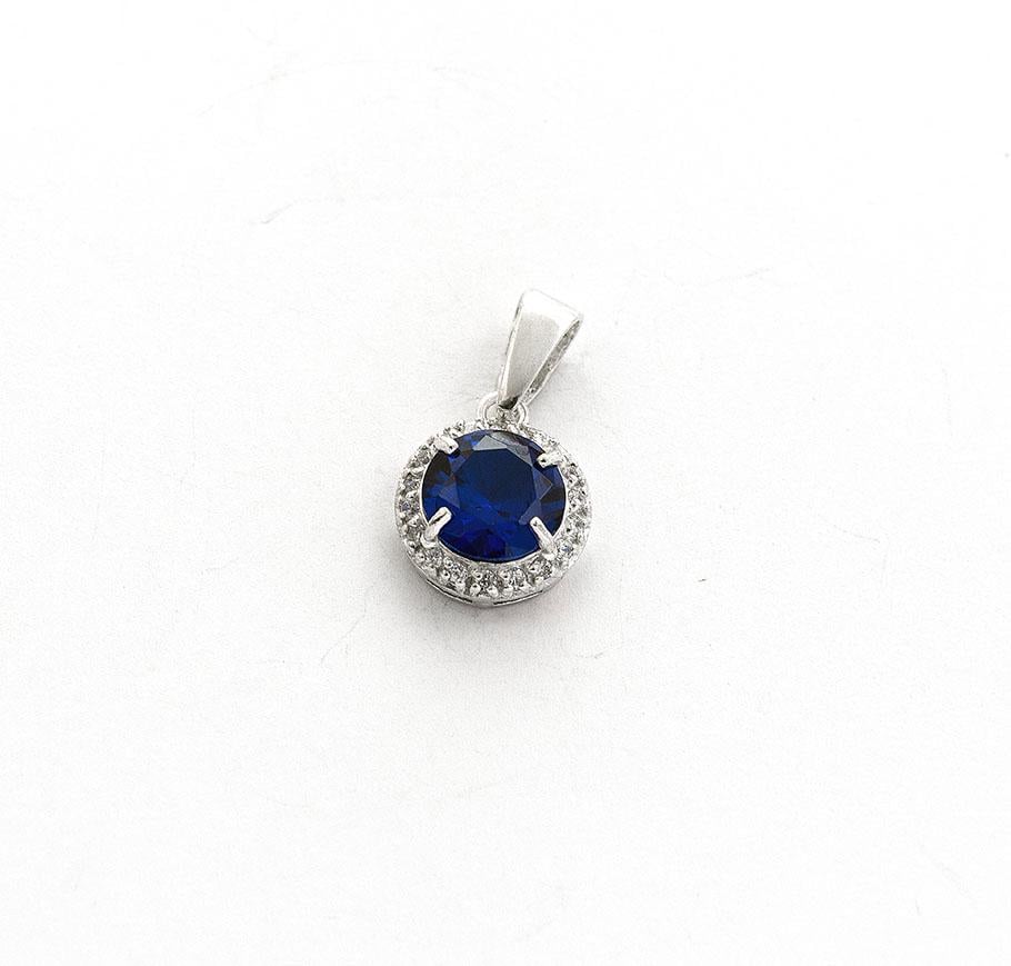 Кулон серебряный Maxi Silver 7976/2 Круглый с фианитом Синий (88769)