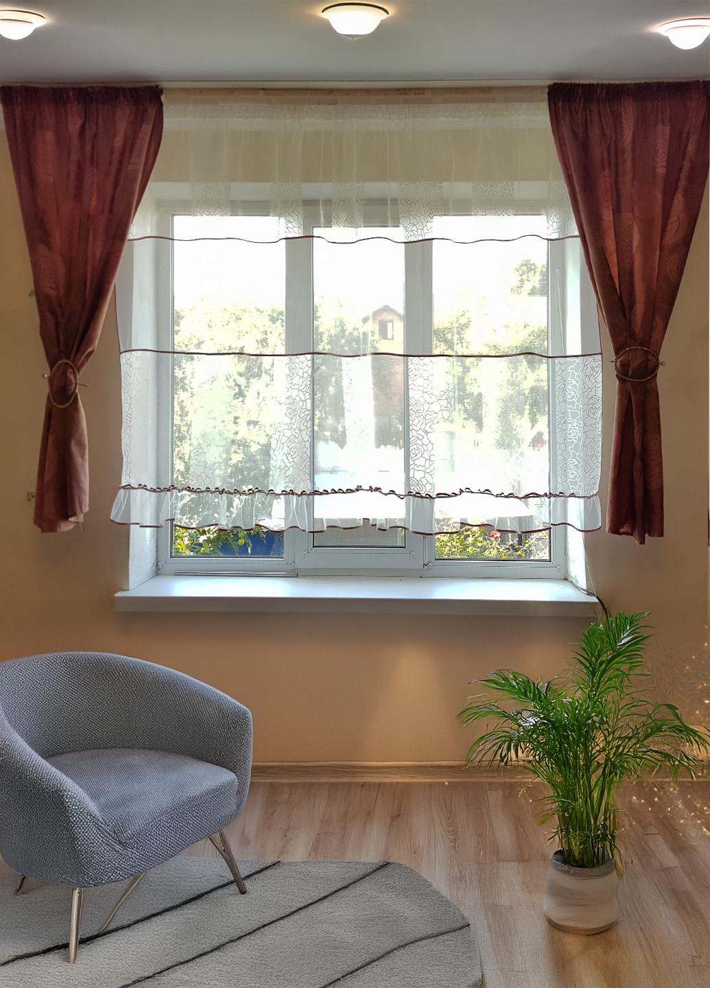 Комплект тюль и штор к подоконнику Firanka Розы карниз 200 см Молочный с розовым (71_8к) - фото 2 Комплект тюль и штор к подоконнику Firanka Розы карниз 200 см Молочный с розовым (71_8к) - фото 2