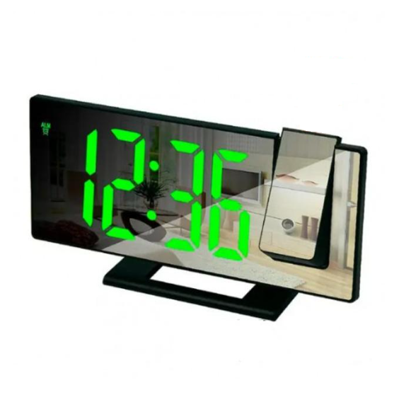 Годинник настільний LED проекція часу 18х9,5х4,2 см Чорний (28606495)