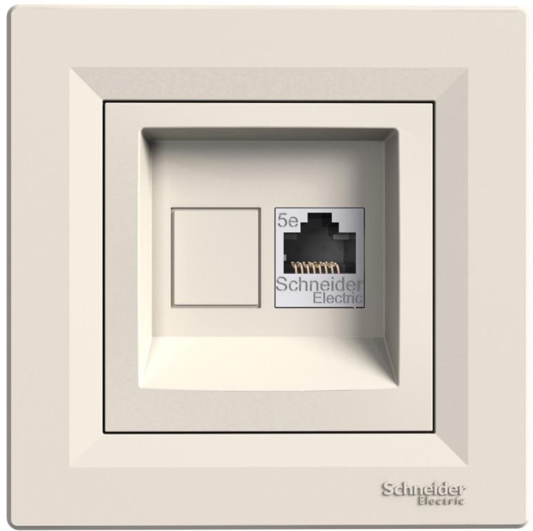 Розетка компьютерная Schneider Electric Asfora ABS RJ45 STP 5Е с рамкой Слоновая кость (EPH5000123)