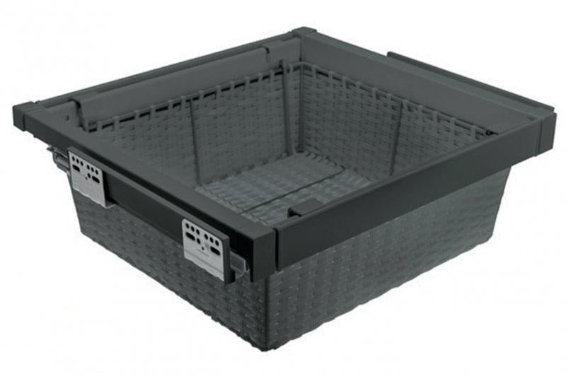 Корзина из ратанга для белья GTV Elite з доводкой полного выдвижения 700 мм Графит