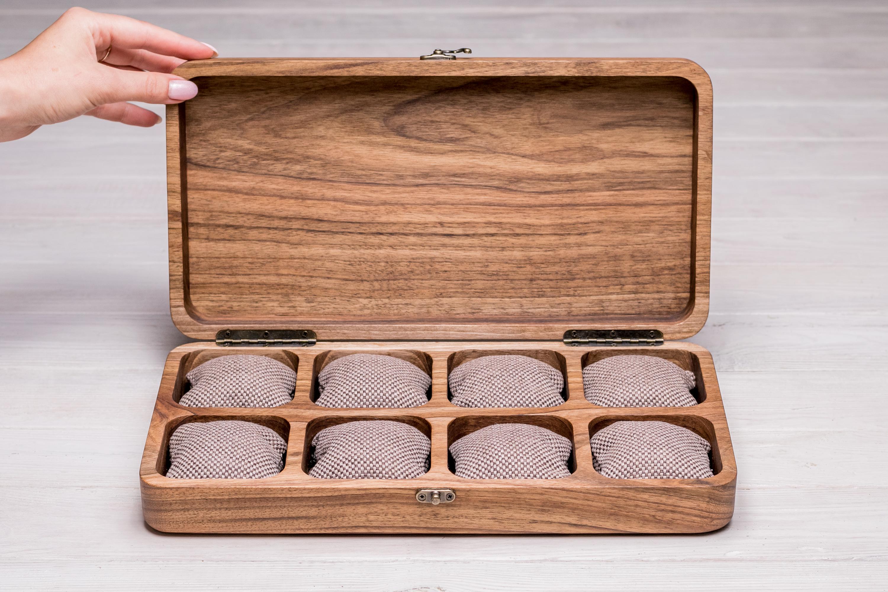 Коробочка деревянная EcoWalnut для 8 часов с подушечками и деревянной крышкой (EB-14.8.2) - фото 3