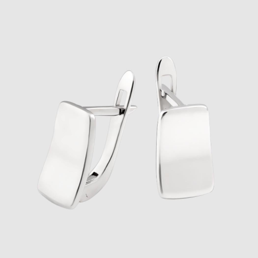 Серьги пластина без камней серебро 925 пробы родированное 2,55 г (вс340рс)