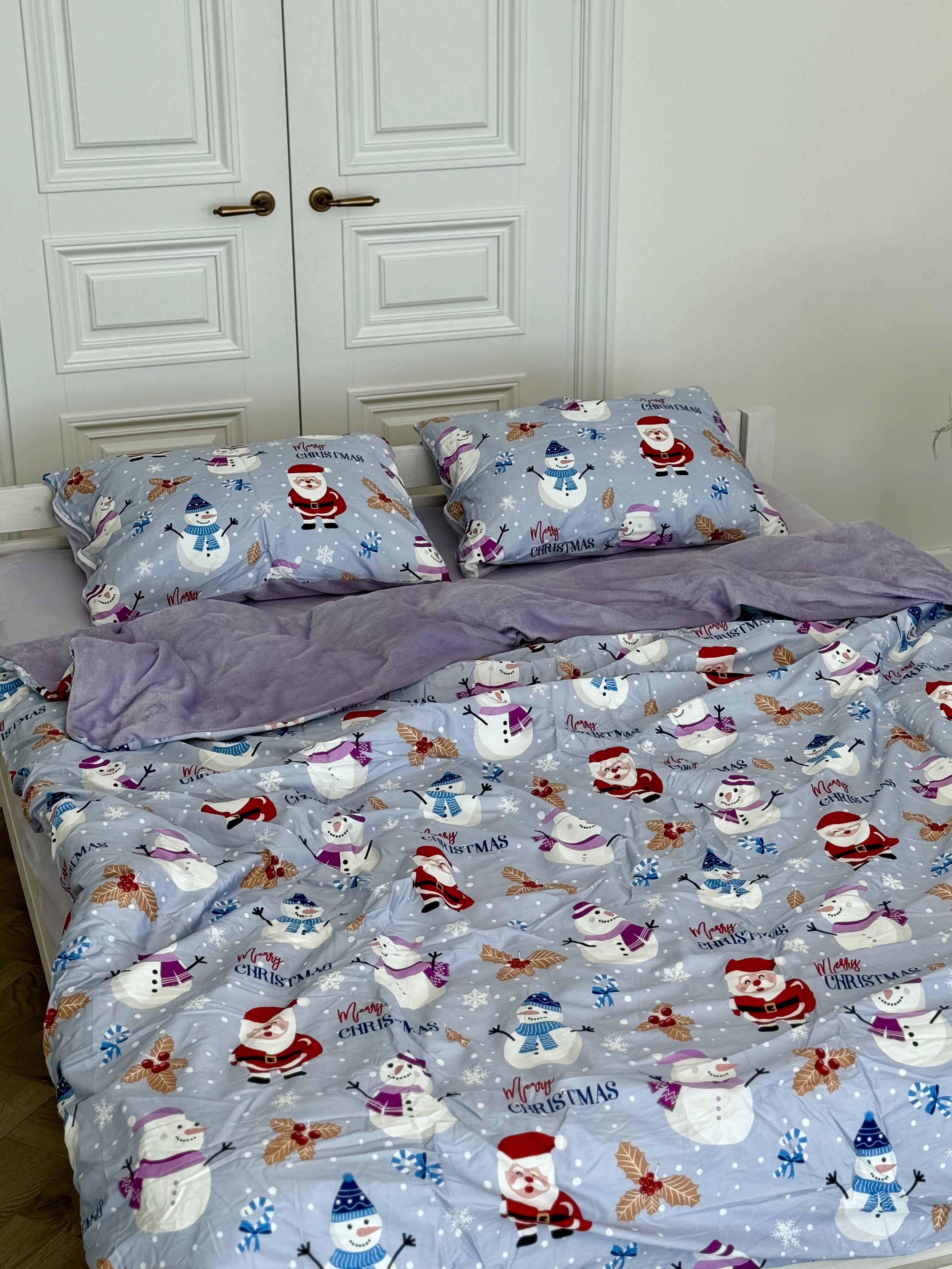 Комплект постельного белья Снежный Карнавал плюш/сатин полуторный/наволочки 50х70 см (9032) - фото 4 Комплект постельного белья Снежный Карнавал плюш/сатин полуторный/наволочки 50х70 см (9032) - фото 4