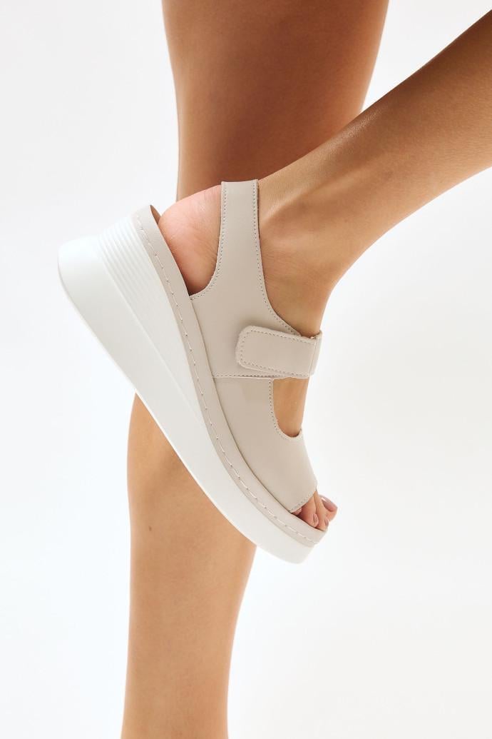 Босоножки женские ALLSY кожаные р. 36 Бежевый (195355)