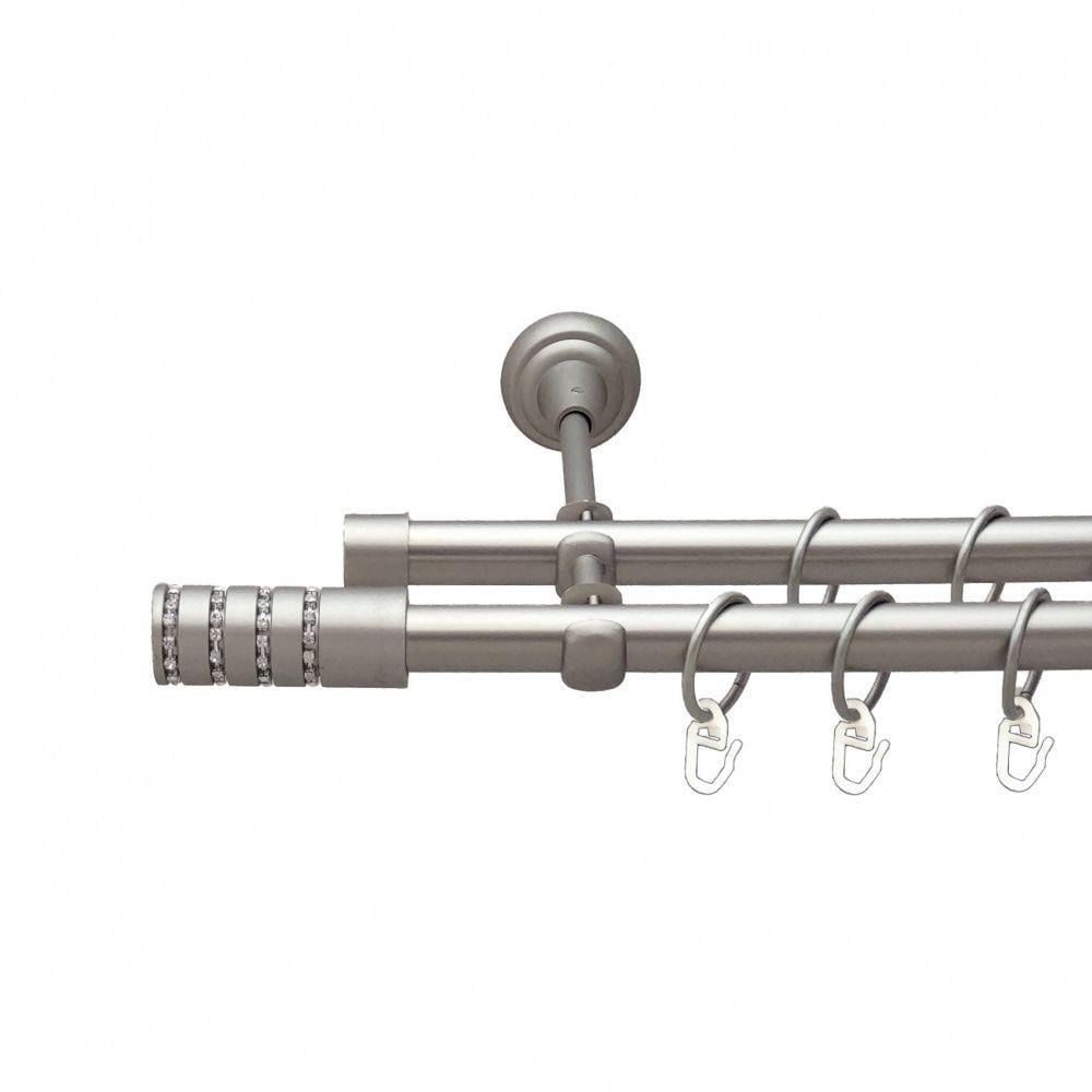 Карниз металевий Orvit Барамелла дворядний відкритий/гладка труба/кільце металеве Сатин 19/19 мм 300 см (6308077)