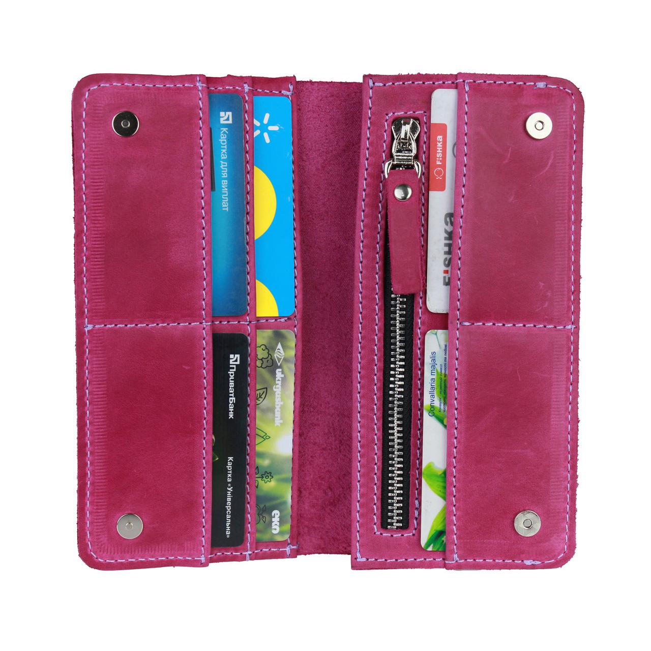 Гаманець FREESKIN шкіряний 19х9,5х1 см Фуксія - фото 6 Гаманець FREESKIN шкіряний 19х9,5х1 см Фуксія - фото 6