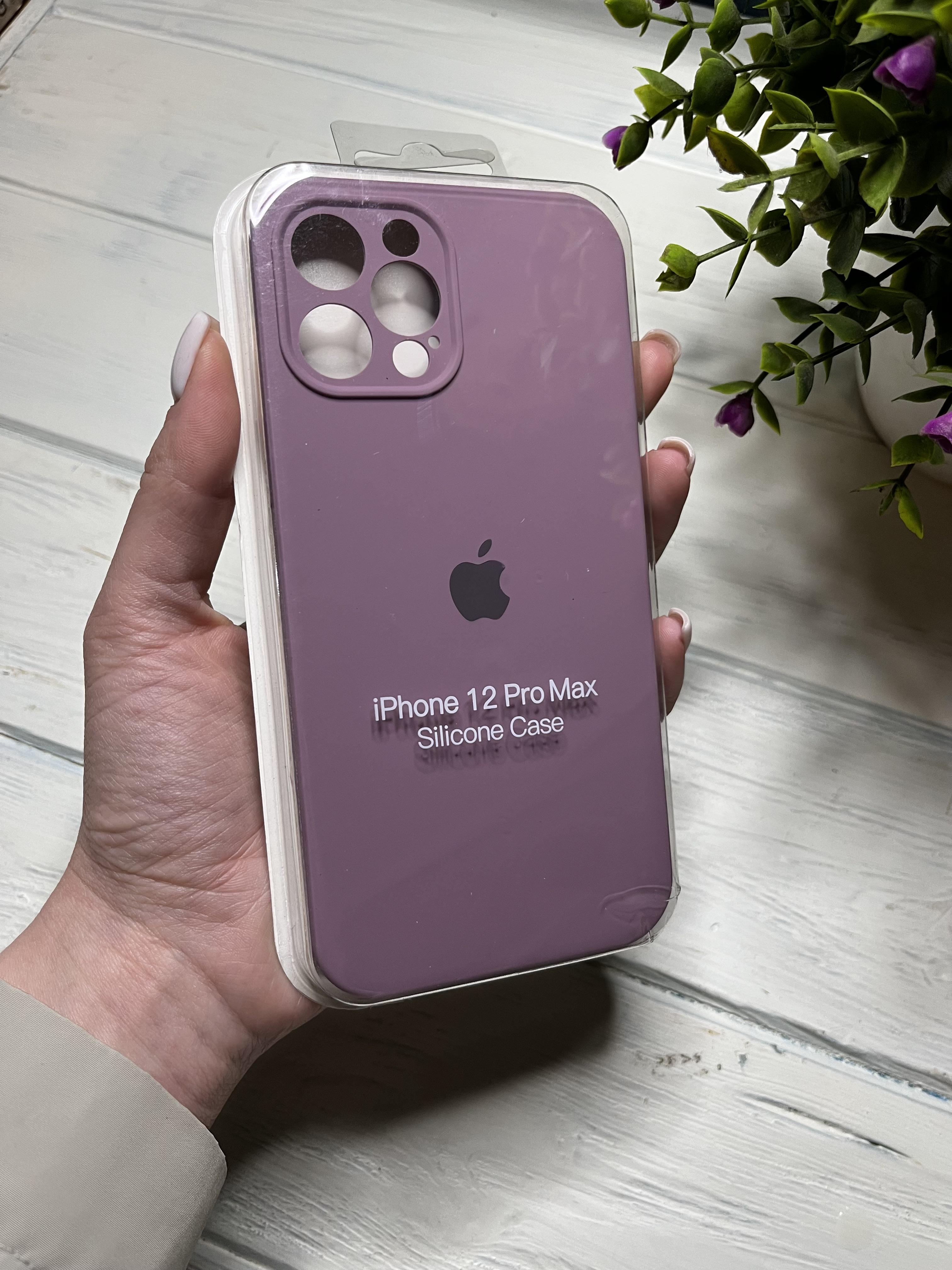 Чехол накладка на iPhone (Айфон) 12 Pro Max квадратные борта silicone case full camera Apple