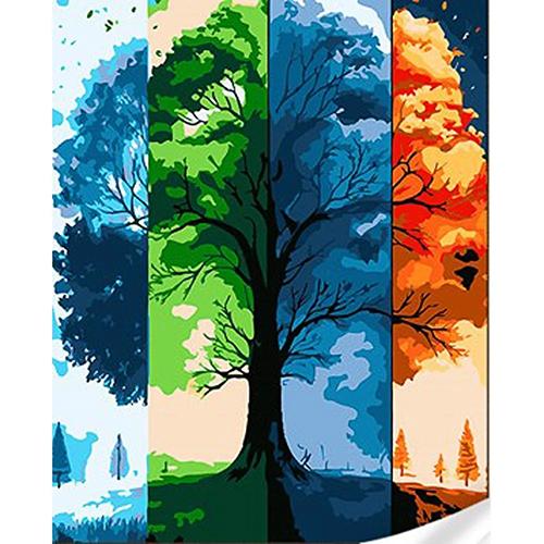 Картина по номерам Strateg Премиум Четыре сезона с лаком и уровнем 30x40 см (Str-SS1019)