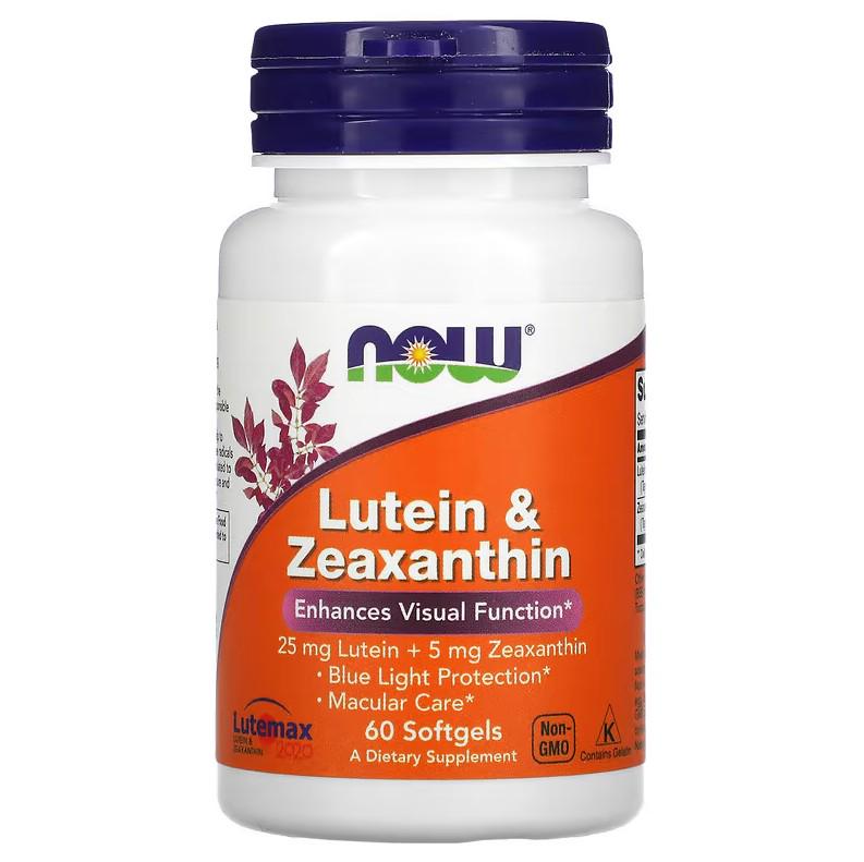 Натуральная добавка Now Foods Lutein & Zeaxanthin 60 капсул