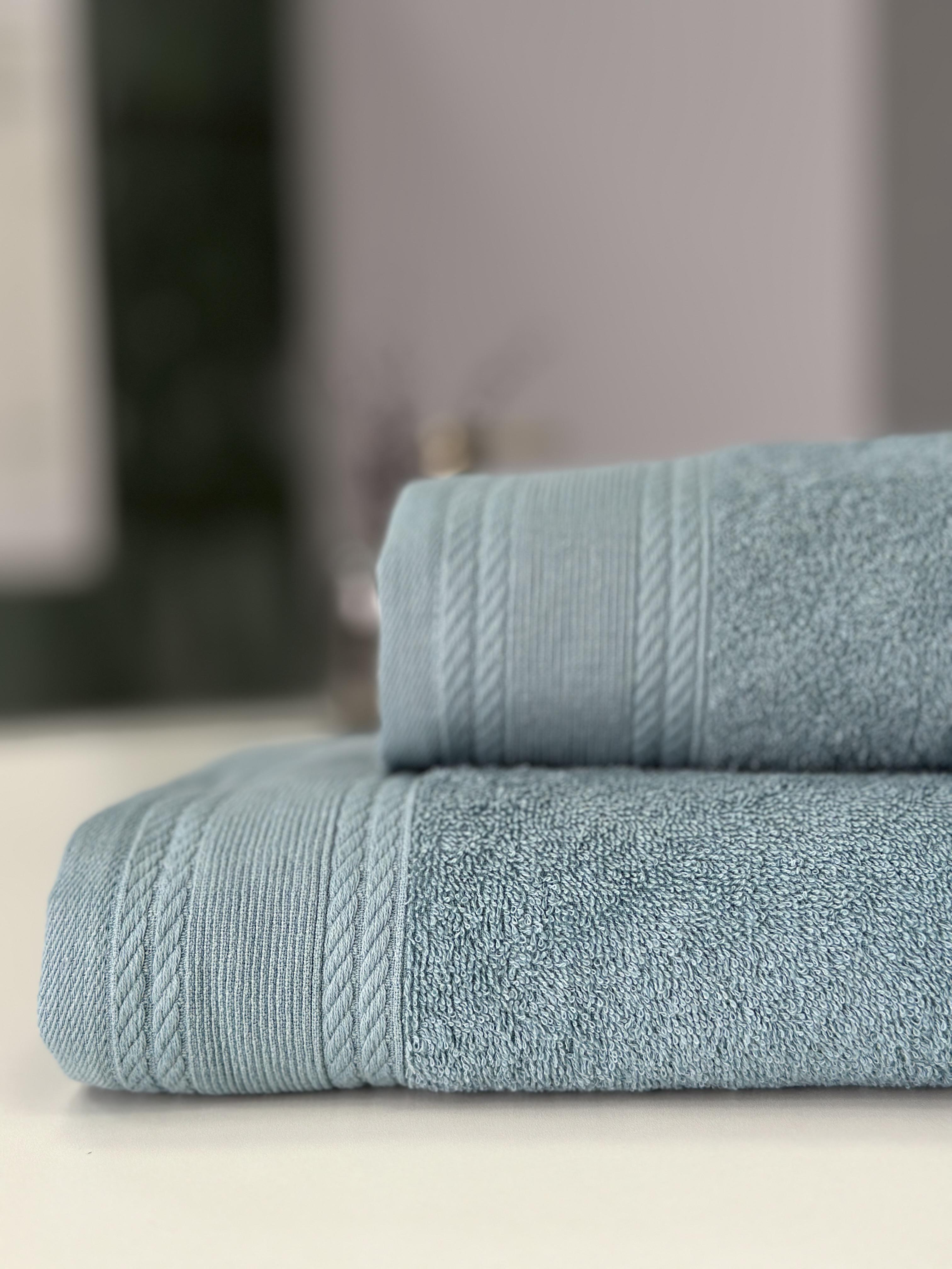 Комплект махровых полотенец Легкий бриз 450 г/м2 100% хлопок 50х90/70х140 см Лазурный - фото 4