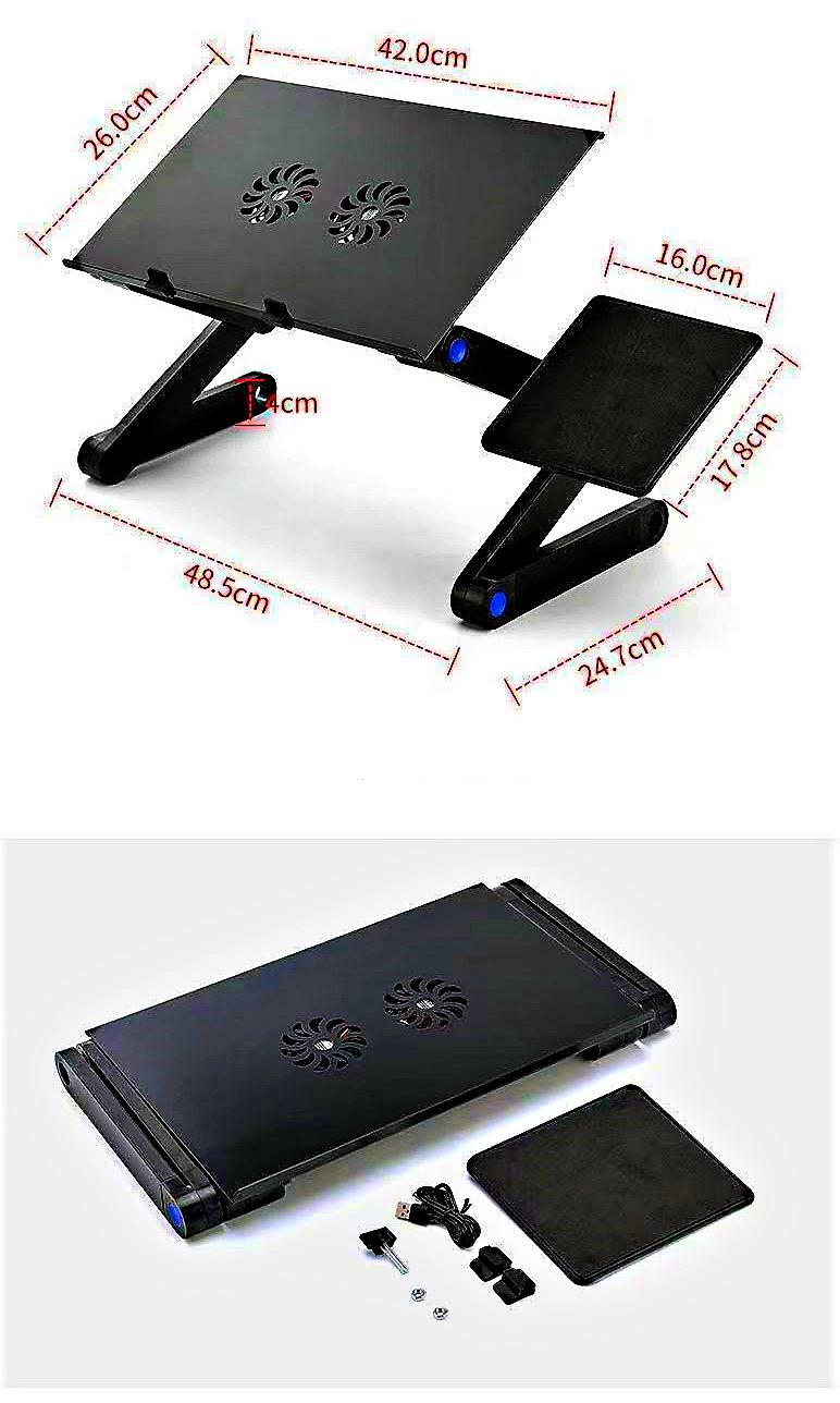 Подставка-трансформер для ноутбука Laptop table T8 с охлаждением Черный - фото 15