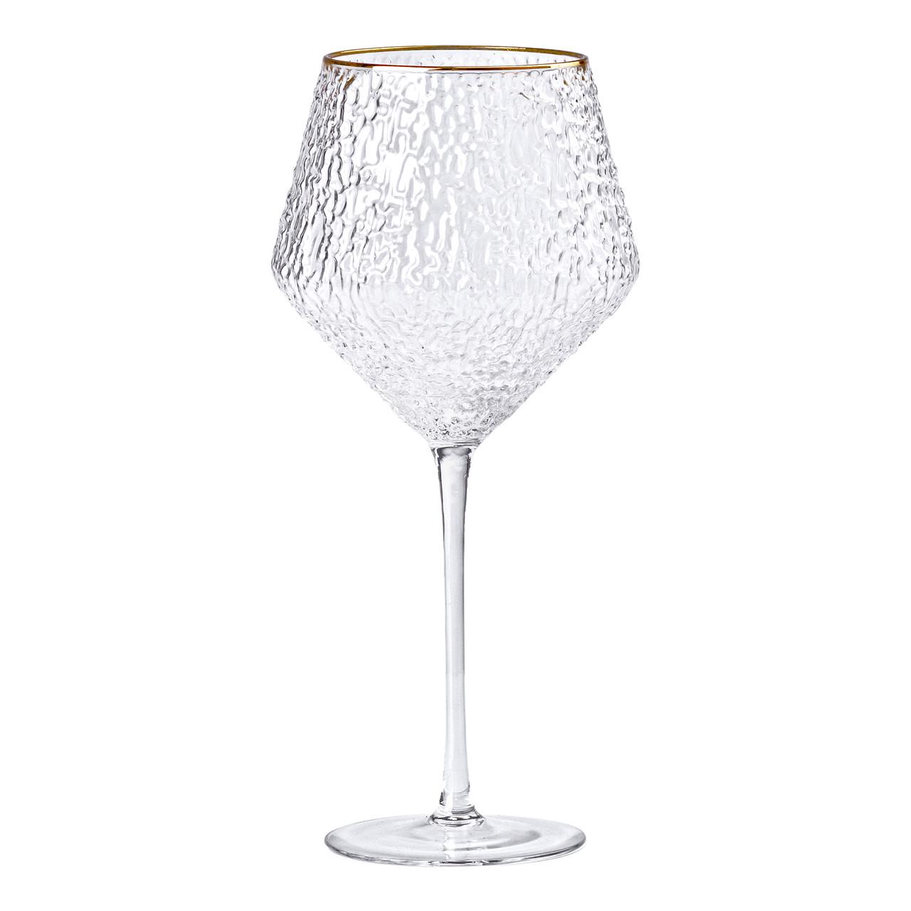 Набор фактурных бокалов с тонкой ножкой для вина 600 мл - фото 2 Набор фактурных бокалов с тонкой ножкой для вина 600 мл - фото 2
