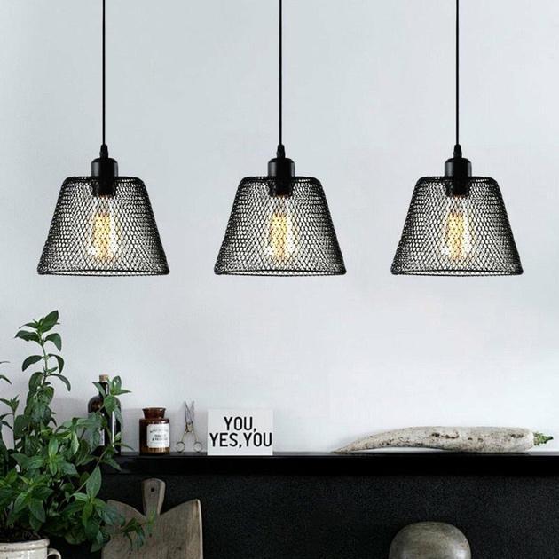 Подвесной светильник Valeso на три плафона в сетку Е27 IP20 GLD-22805-3 60W Черный (28685859) - фото 2