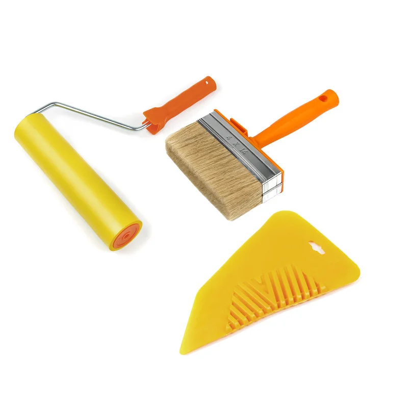 Набір для шпалер Polax притискний валик 250 мм шпатель шпалерний і кисть макловиця для клею (335-50)