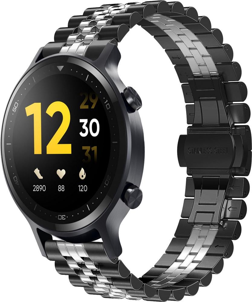 Браслет металевий Stech Line для Realme Watch S Black Silver (29158-03)