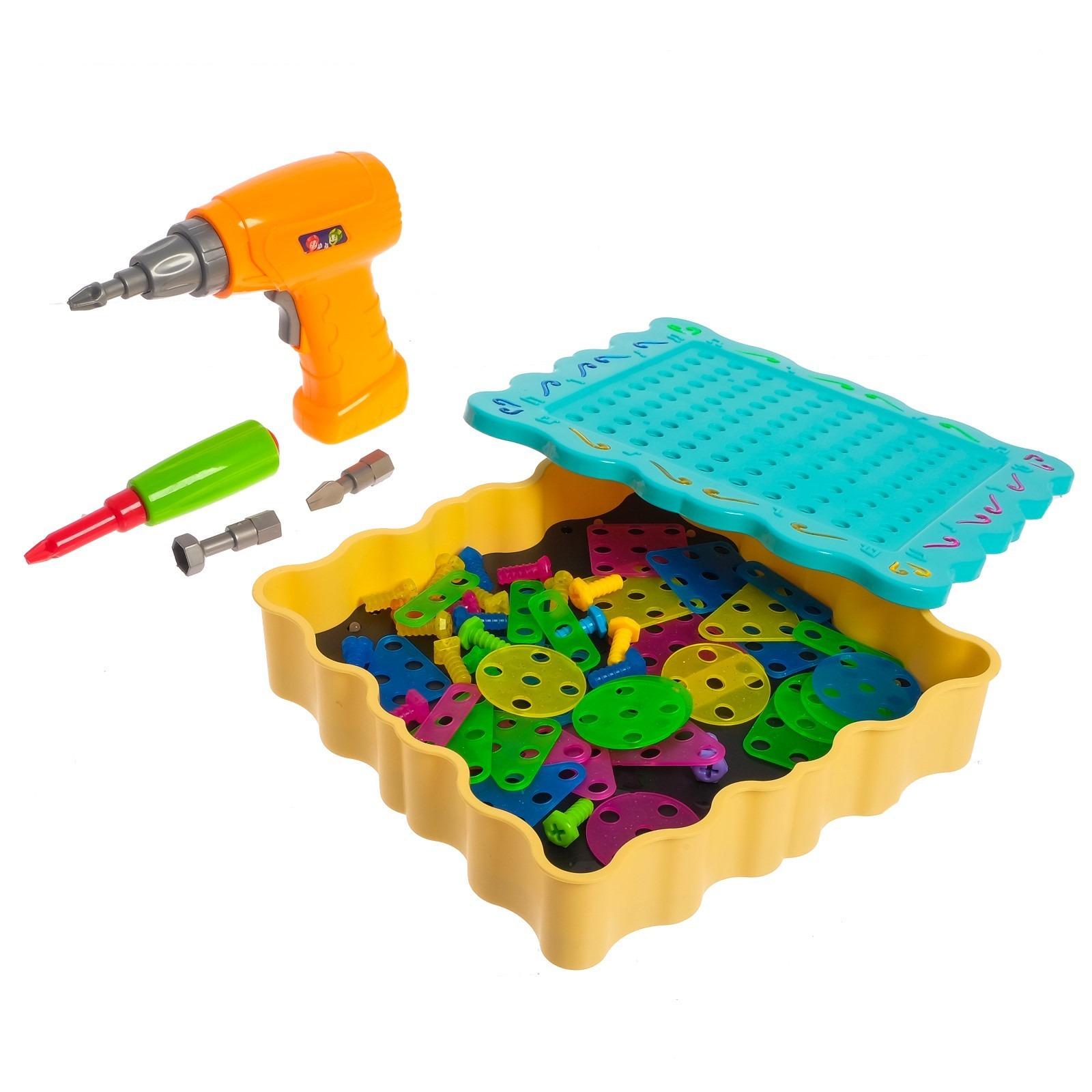 Мозаика детская винтовая Diy Light Puzzle с подсветкой и шуруповертом 200 элементов (5-21-i26980)