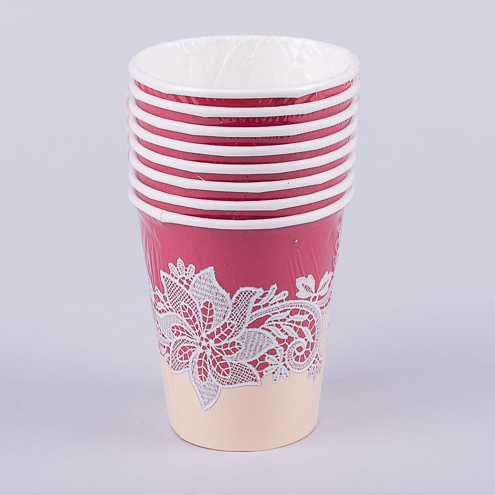 Стаканы бумажные с рисунком Вышивка 8 шт. (728-3)