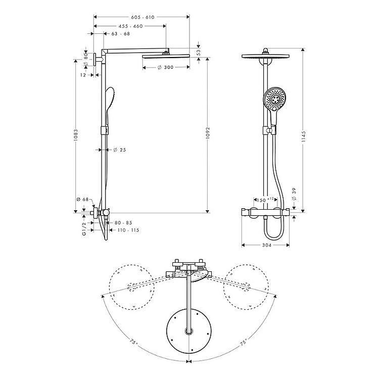 Душевая система с термостатом Hansgrohe Raindance Select Showerpipe 27114000 - фото 2