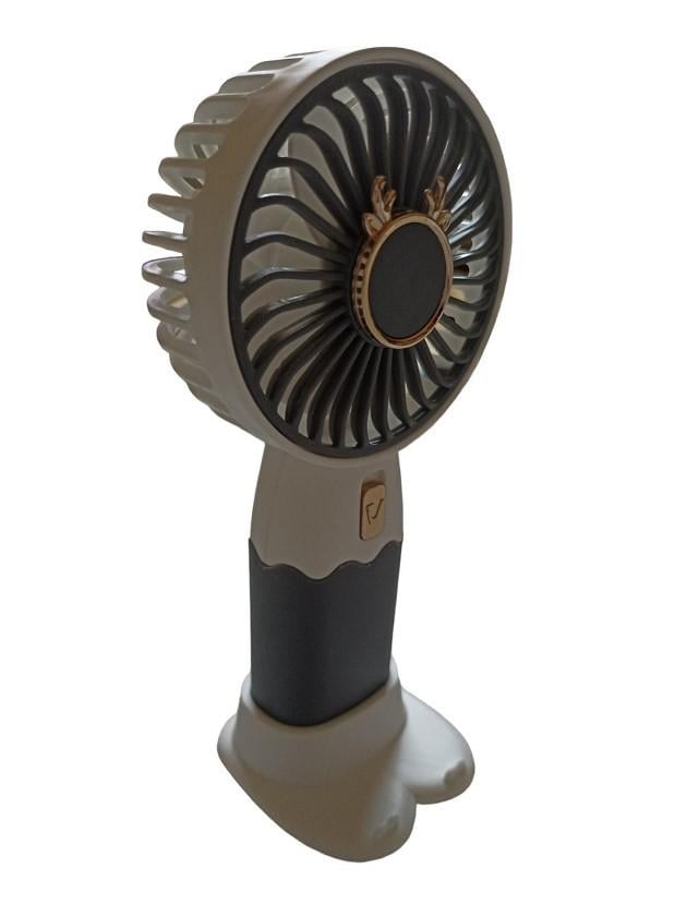 Вентилятор ручной аккумуляторный Mini Fan ZB088C с подставкой и USB-зарядкой Серо-белый (11293041) - фото 2