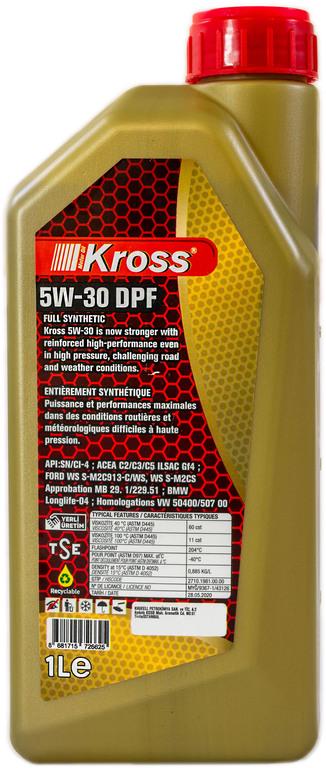 Мастило Kross Full Synthetic DPF/API SN-CI-4 5w30 1 л (000040367) - фото 2