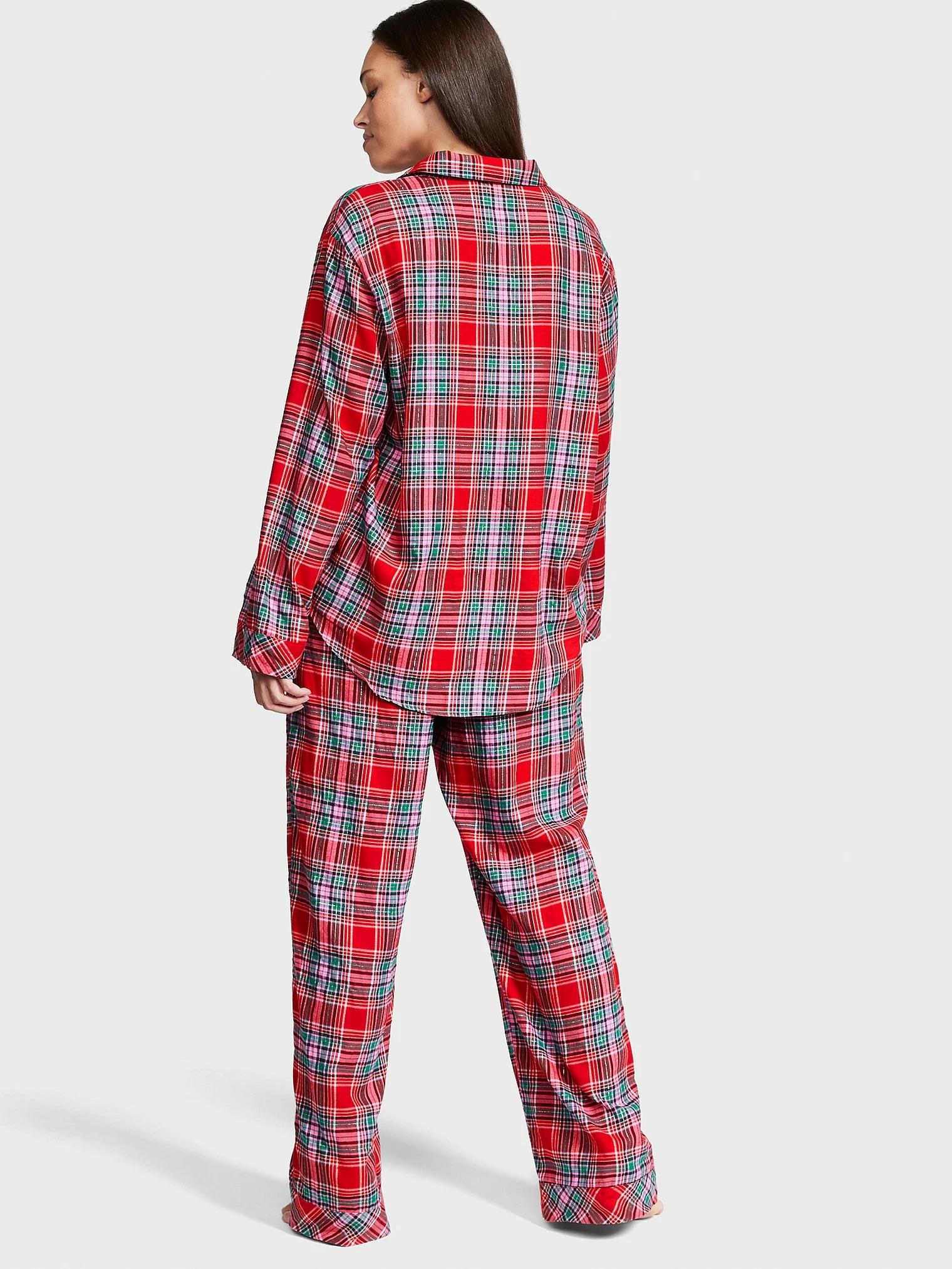 Пижама фланелевая Victoria's Secret Flannel Long Pajama Set XS Regular Красный (15319705) - фото 2