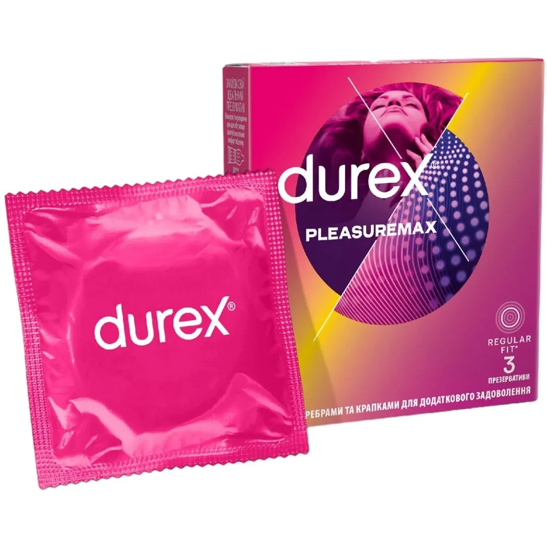 Презервативи ребристі латексні Durex Pleasuremax №3 з лубрикантом (000002555)
