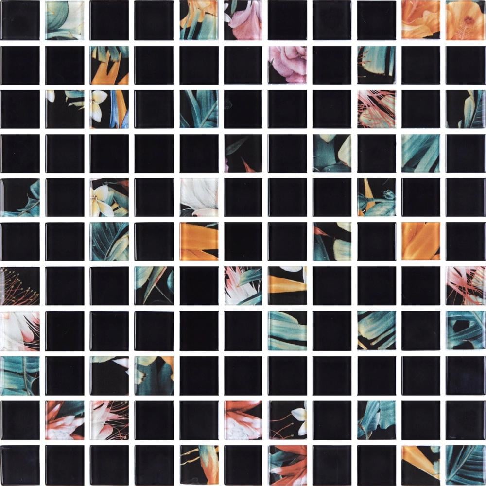 Мозаика стеклянная Kotto Ceramica GMP 0825047 С2 print 44 300х300х8 мм Black Mat (003140)