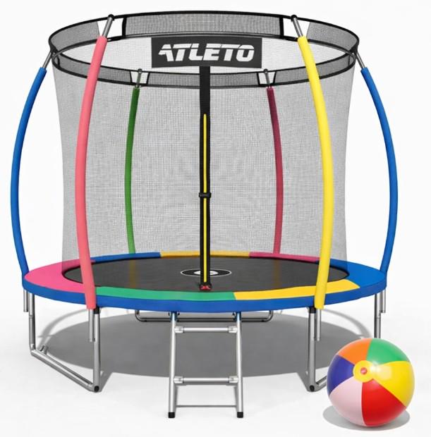 Батут Atleto с внутренней сеткой/лестницей 252 см Multikolor (4277)