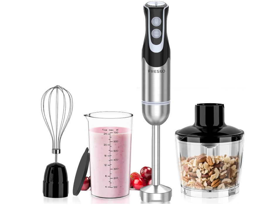 Блендер погружний FRESKO FRESKO Immersion Blender 500W 12-Speed Turbo Stainless Steel Hand Blender Set 500W 12 швидкостей/турбо (3026182617)