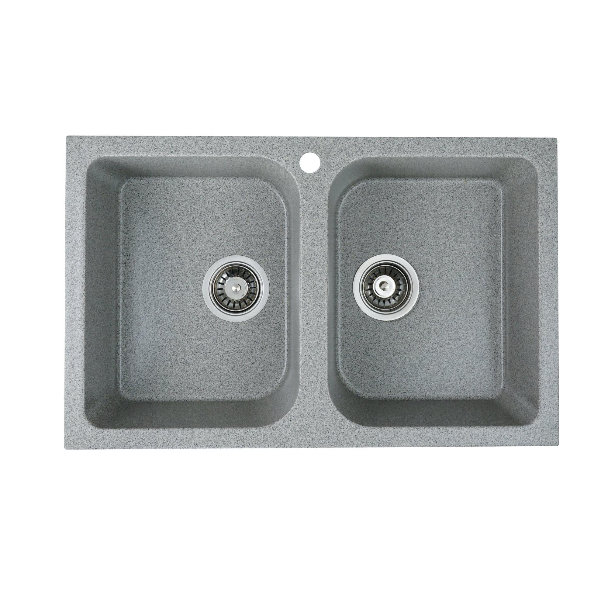 Мийка для кухні гранітна Platinum 7648W TWIN глянцева Сірий Мийка для кухні гранітна Platinum 7648W TWIN глянцева Сірий