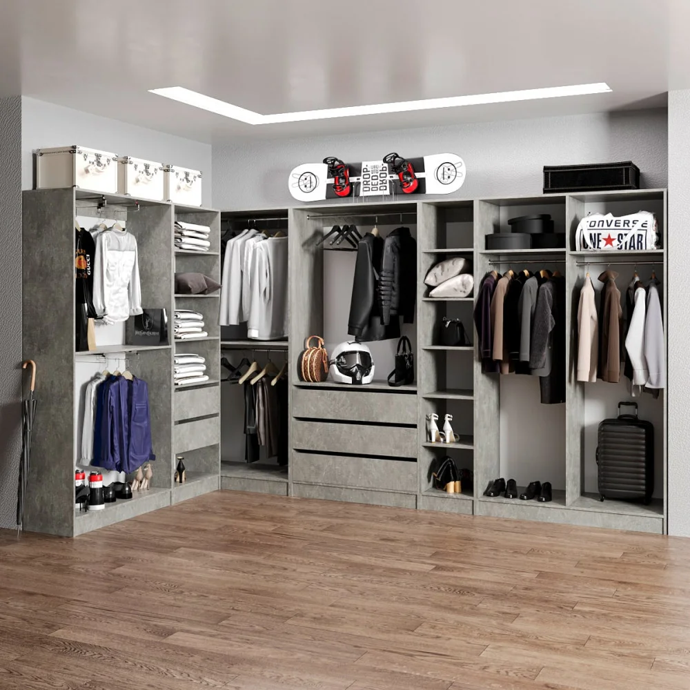 ᐉ Шафа гардеробна MEBLIUS ПГ2 700х400х2100 мм Бетон (sg-bt-700-400-2100 ...