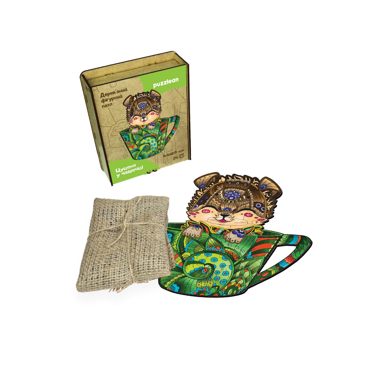 Пазл деревянный Щенок в чашке А3 (606) - фото 3