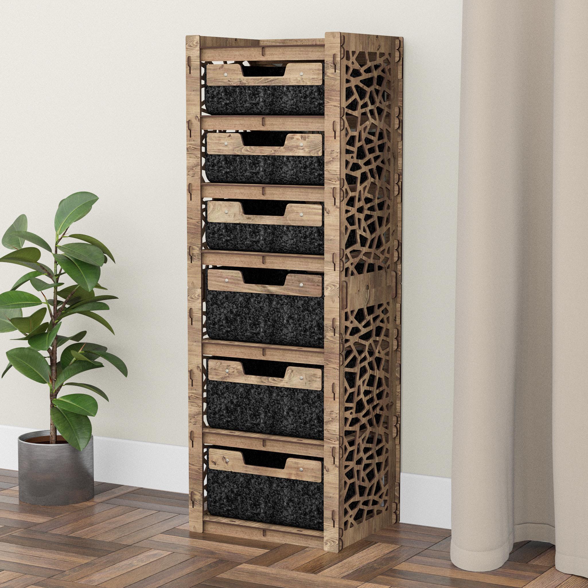 Комод для одежды из дерева Hexagonica Stones на 6 ящиков черные корзины 1200х413х345 мм (119995) - фото 4 Комод для одежды из дерева Hexagonica Stones на 6 ящиков черные корзины 1200х413х345 мм (119995) - фото 4