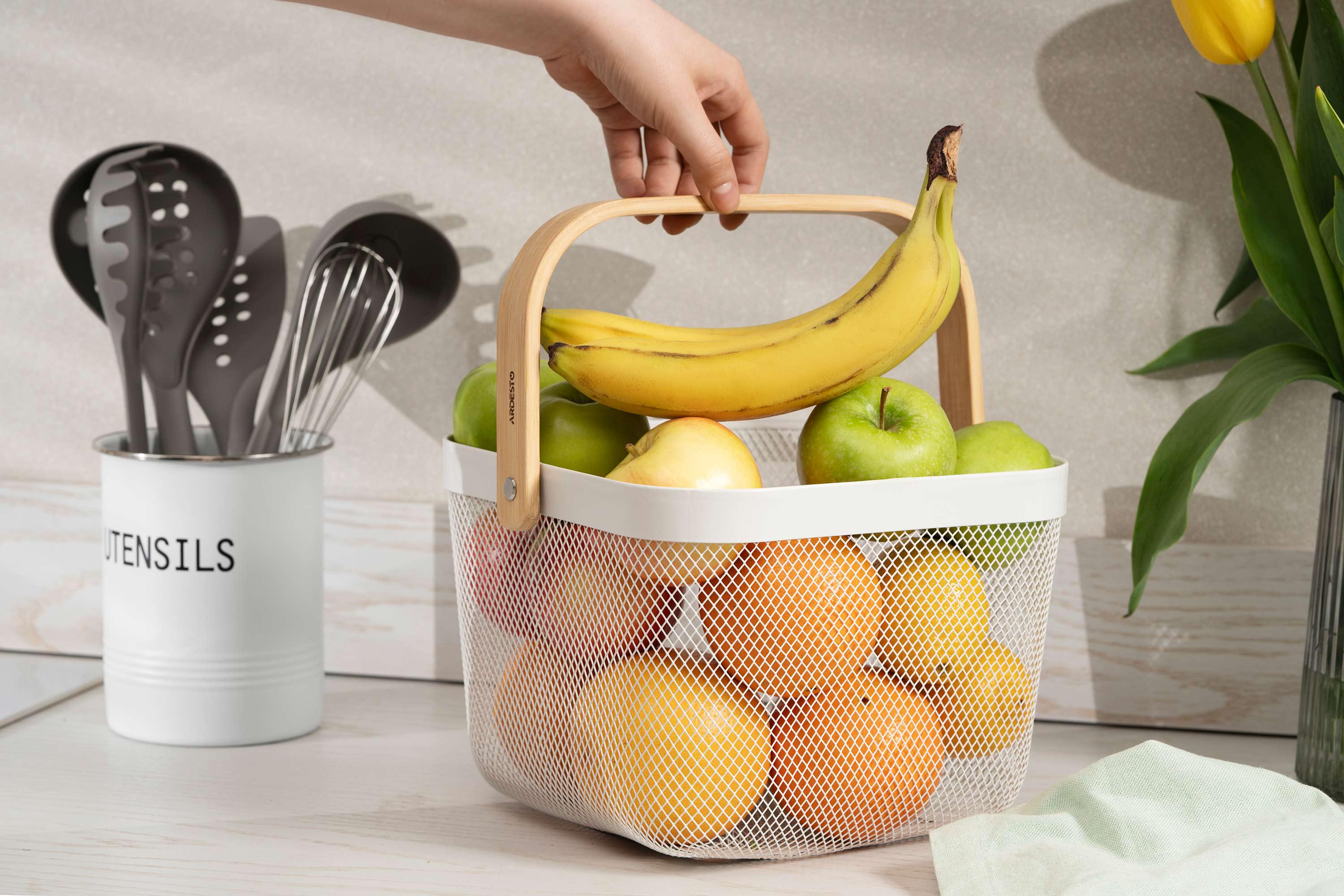 Кошик металевий Ardesto AR0901W з дерев'яною ручкою для фруктів 25x24,5x18 см Білий (608420) - фото 5 Кошик металевий Ardesto AR0901W з дерев'яною ручкою для фруктів 25x24,5x18 см Білий (608420) - фото 5