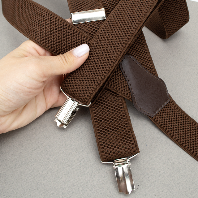 Подтяжки мужские резинка 35Y регулируемые на зажимах Светло-коричневый (2425541585) - фото 5