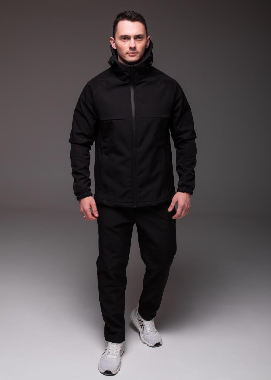 Спортивный костюм мужской Softshell утепленный на флисе осенне-зимний S Черный (2310)