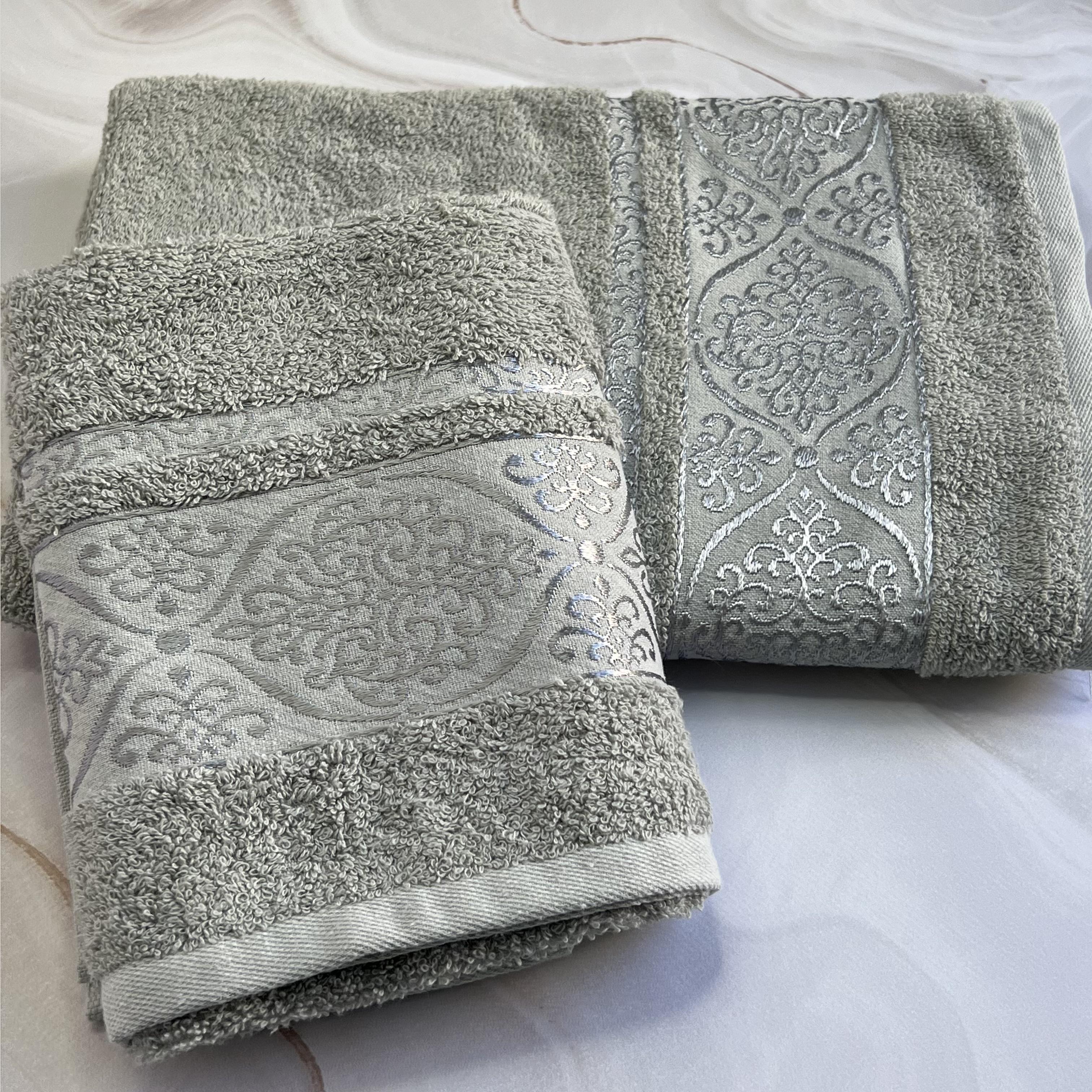 Набір рушників банне та для обличчя 70х40 см/50х90 см 2 шт. Сірий (mame2v1venz2-gri) - фото 5 Набір рушників банне та для обличчя 70х40 см/50х90 см 2 шт. Сірий (mame2v1venz2-gri) - фото 5