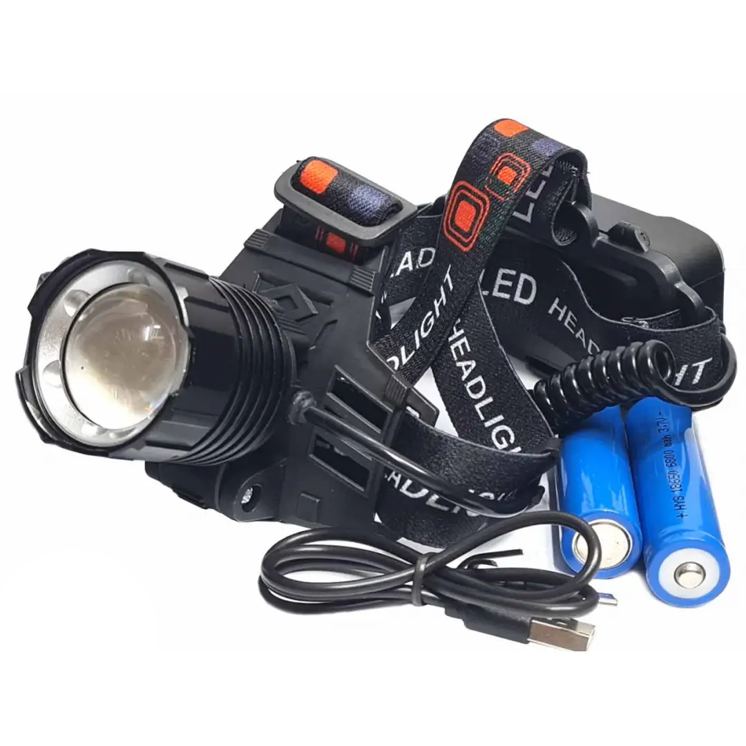 Фонарь налобный X-Balog BL-T116 TG с USB-портом для зарядки аккумулятор 2х18650