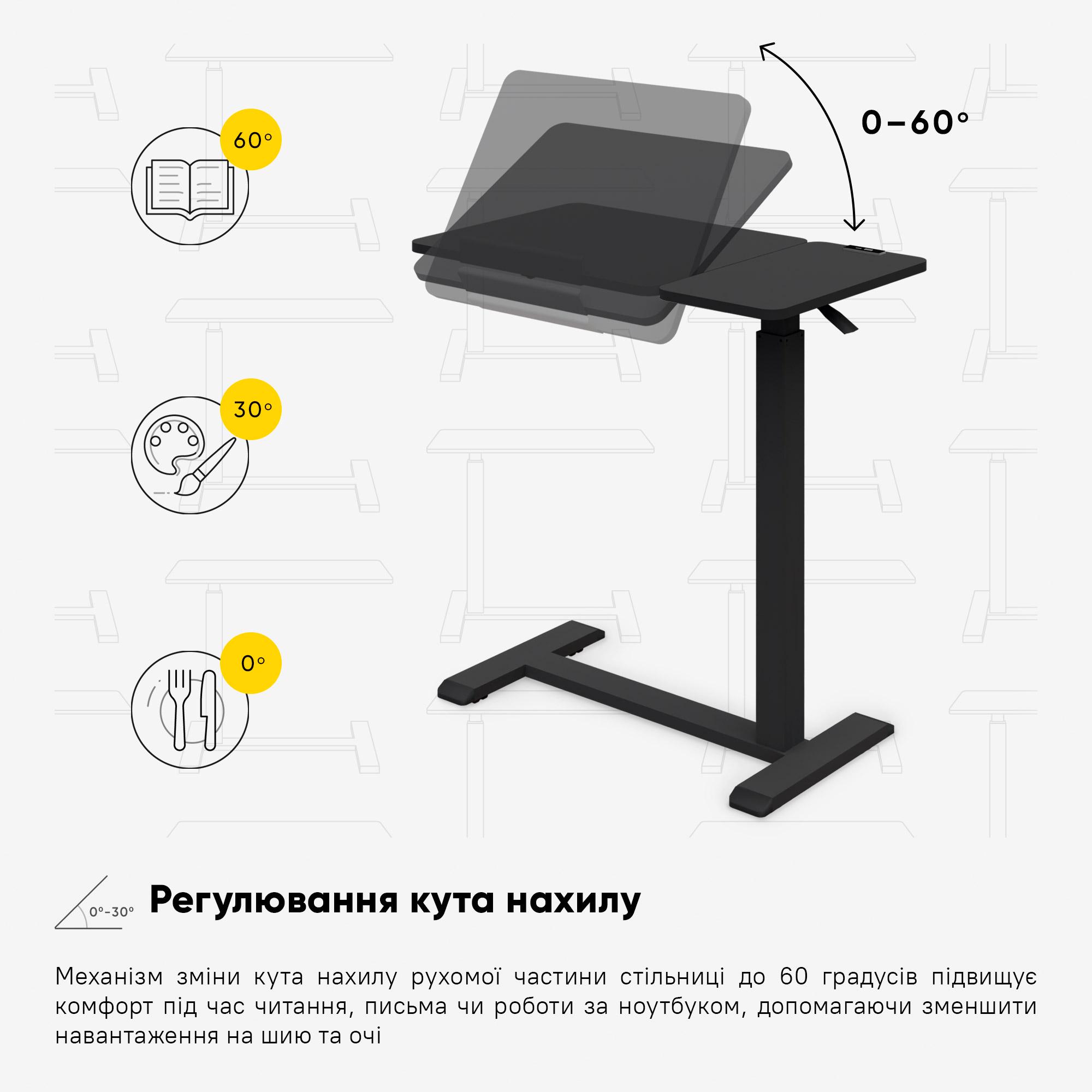 Комп'ютерний стіл приставний Hommex Mobidesk Duo USB із регулюванням висоти Black - фото 9