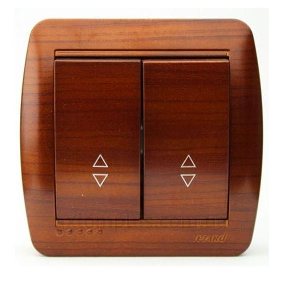 Вимикач двоклавішний прохідний Lezard Demet 711-0500-106 Античний махагон (27549019)