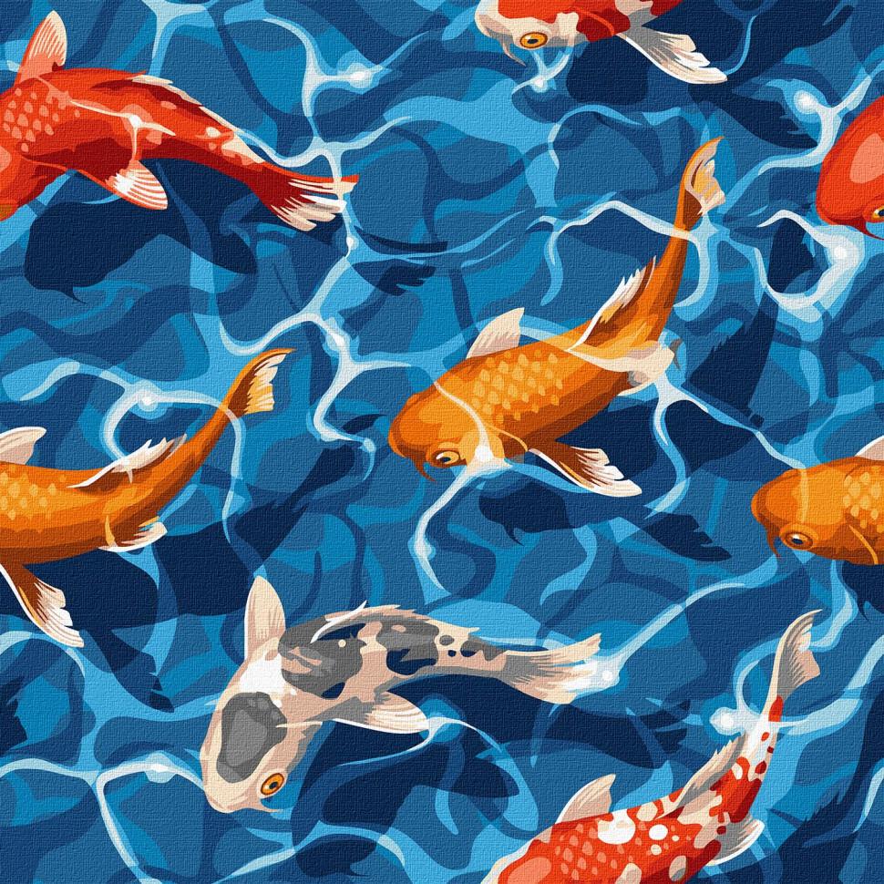 Картина по номерам Идейка Японские карпы 40х40 см (KHO4321)