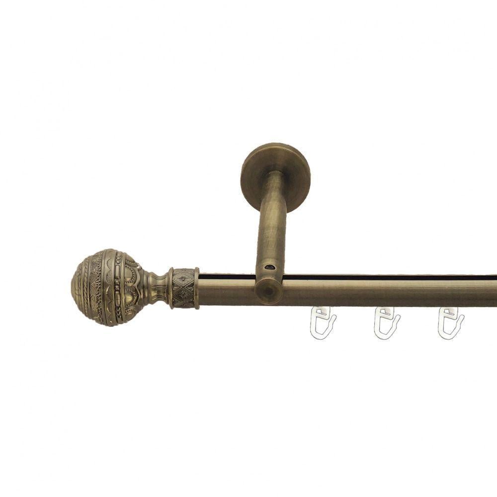 Карниз металлический Orvit Арабеска однорядный цилиндр и профиль/профильная труба 19 мм 160 см Антик (000-9517)