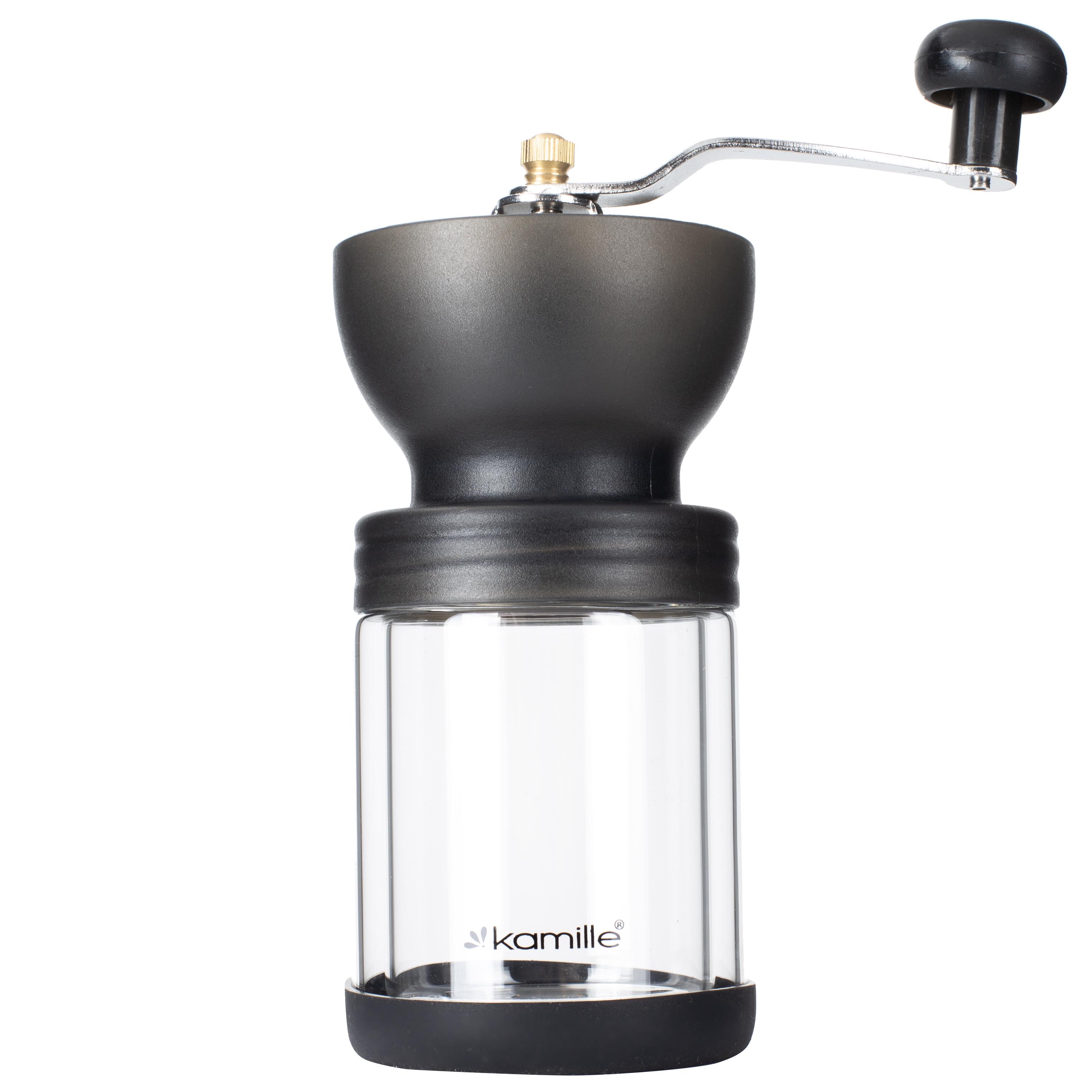 Кофемолка ручная с керамическим механизмом помола Kamille KM-7056 с пластиковым корпусом 8,5х16 см Черный (150-84-7056)