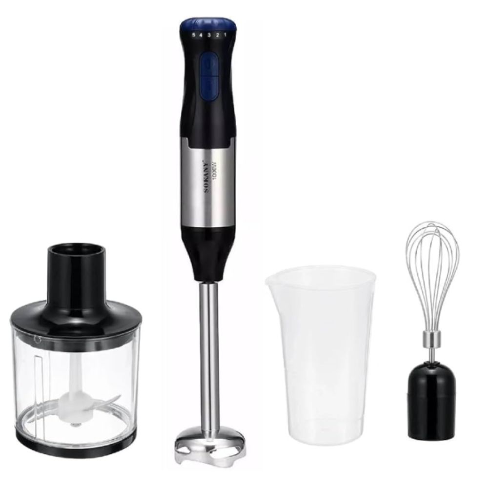 Блендер погружной 4в1 1000 Вт с измельчителем и чашей с 5 режимами скорости (SK-1711-4)