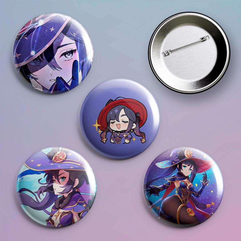 Значки на рюкзак з принтом гри Mona Genshin Impact 4 шт.