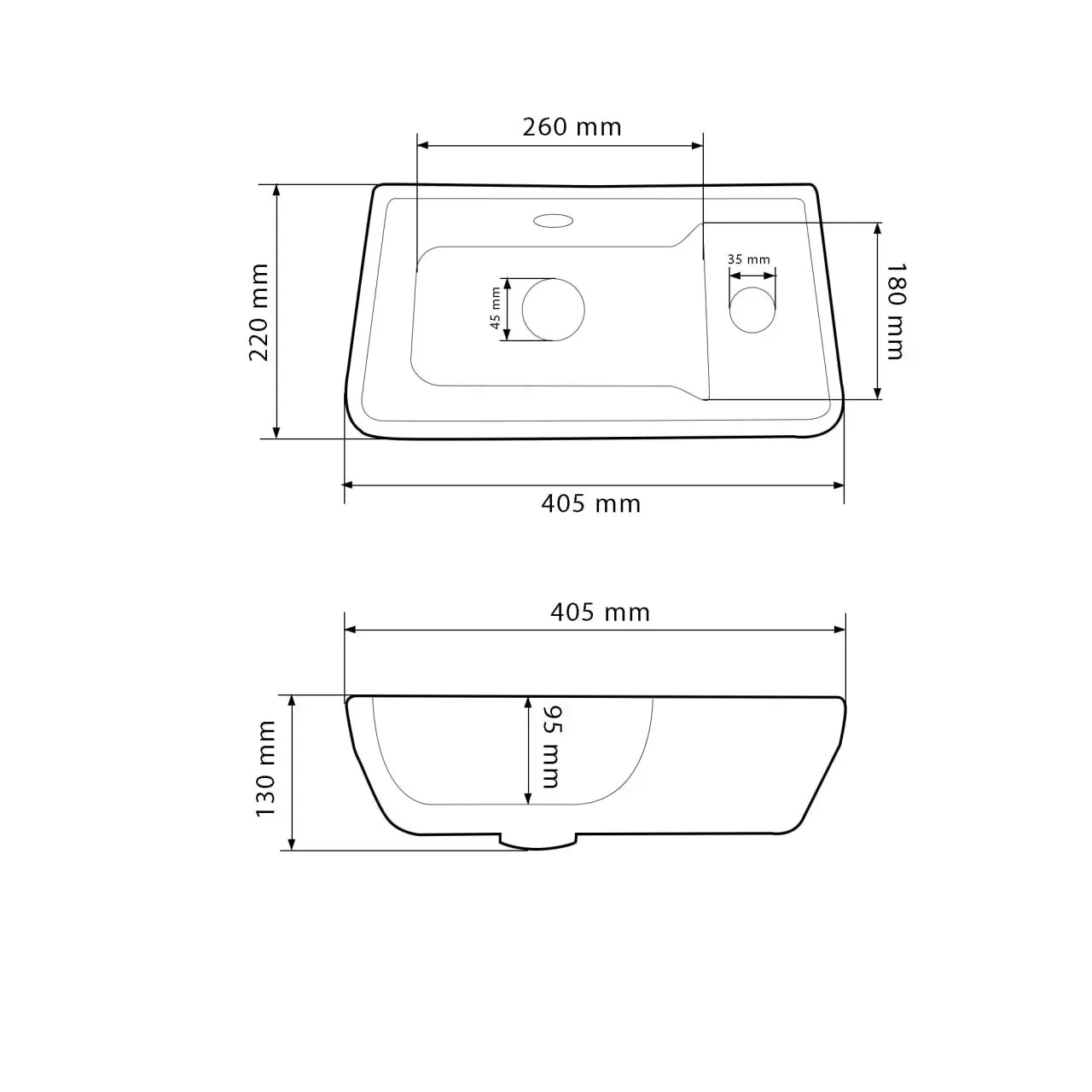 Раковина подвесная VBI JESI L прямоугольная 405x220 мм Белый (RM-VBI-015614) - фото 5