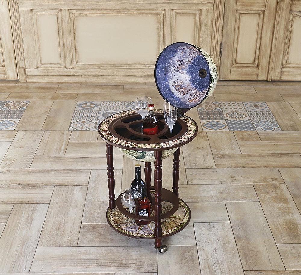 Минибар напольный Гранд Презент Глобус Карта мира 33 см Кремовый (33001NCG33)